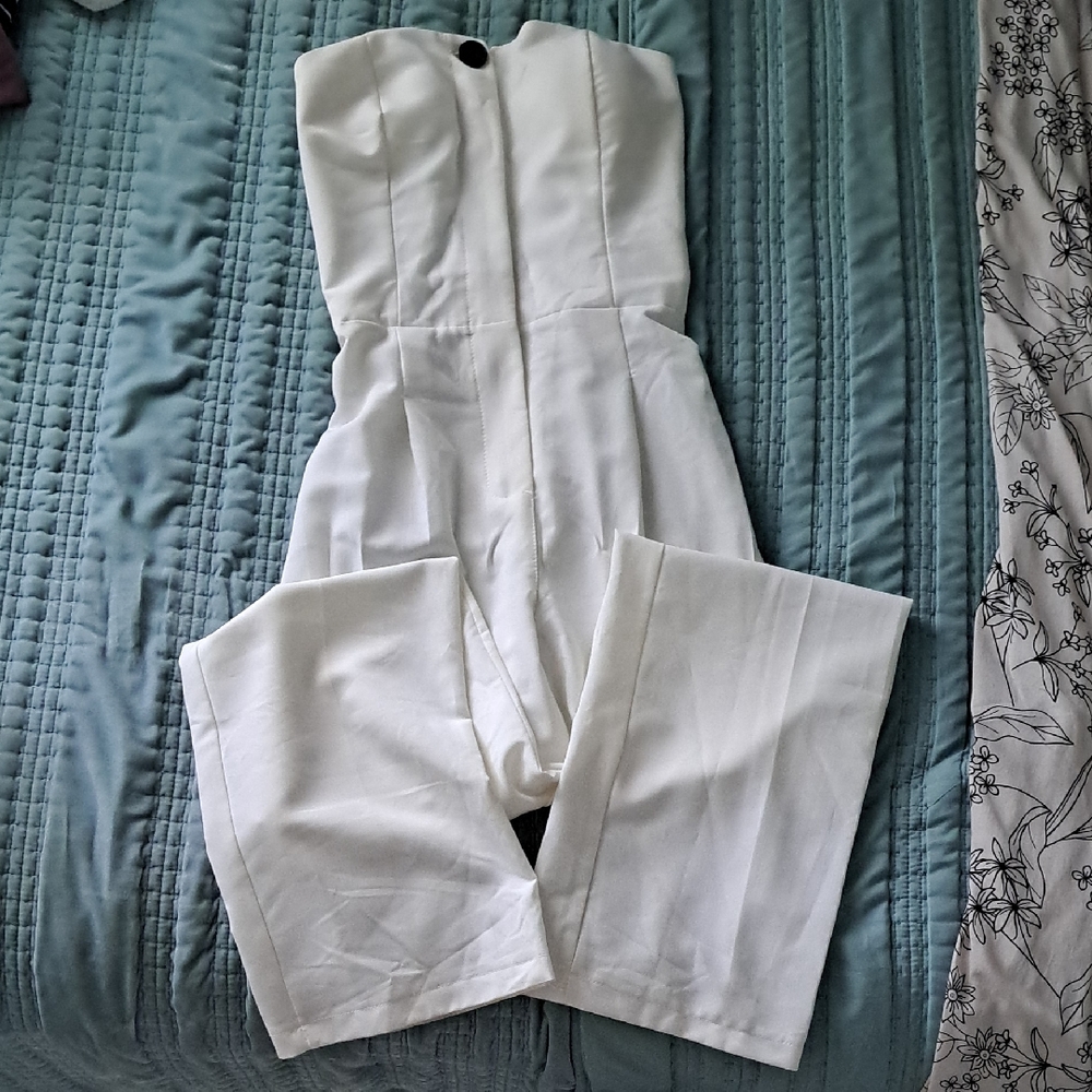 Chic White Strapless Jumpsuit
